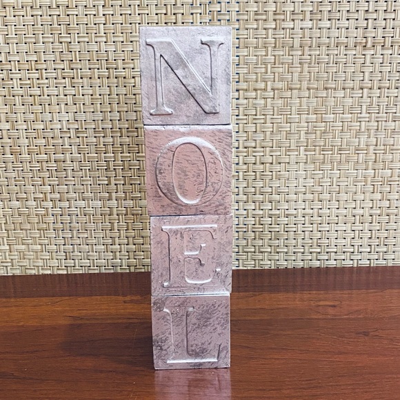🎄NIB NOEL Vintage Style Silver Tabletop Decor Blocks - Picture 3 of 7